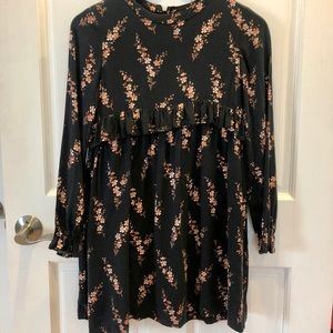 Zara girls black floral dress